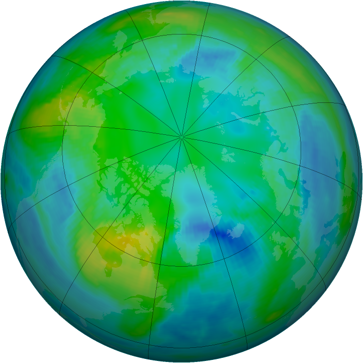 Arctic ozone map for 28 October 1983